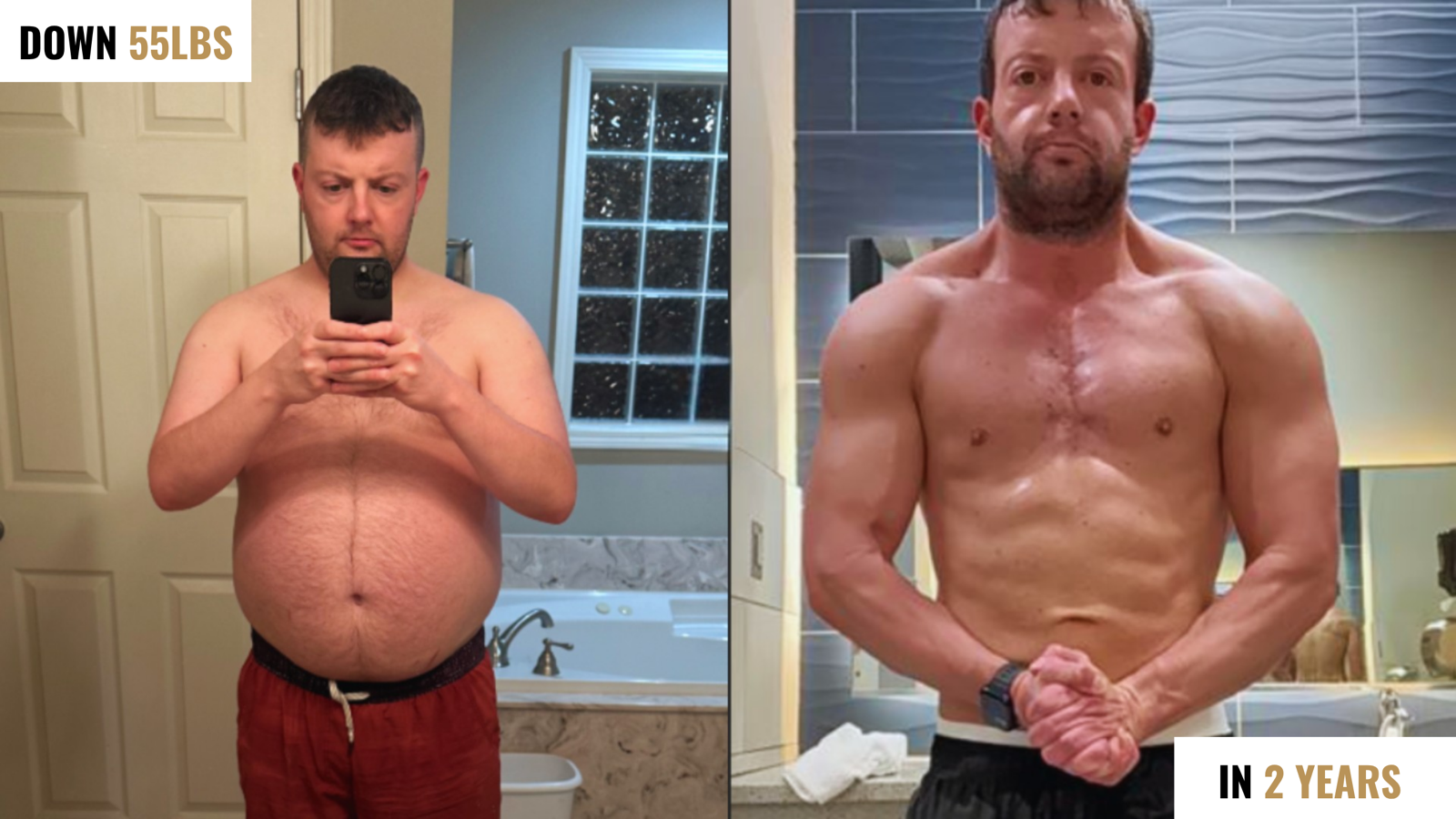 Before and after: down 55 lbs in 2 years
