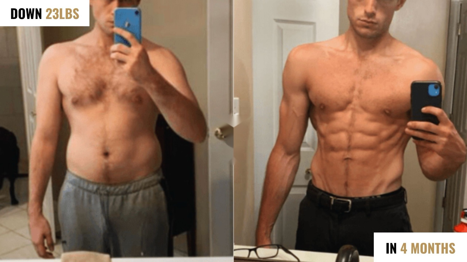 Before and after: down 23 lbs in 4 months