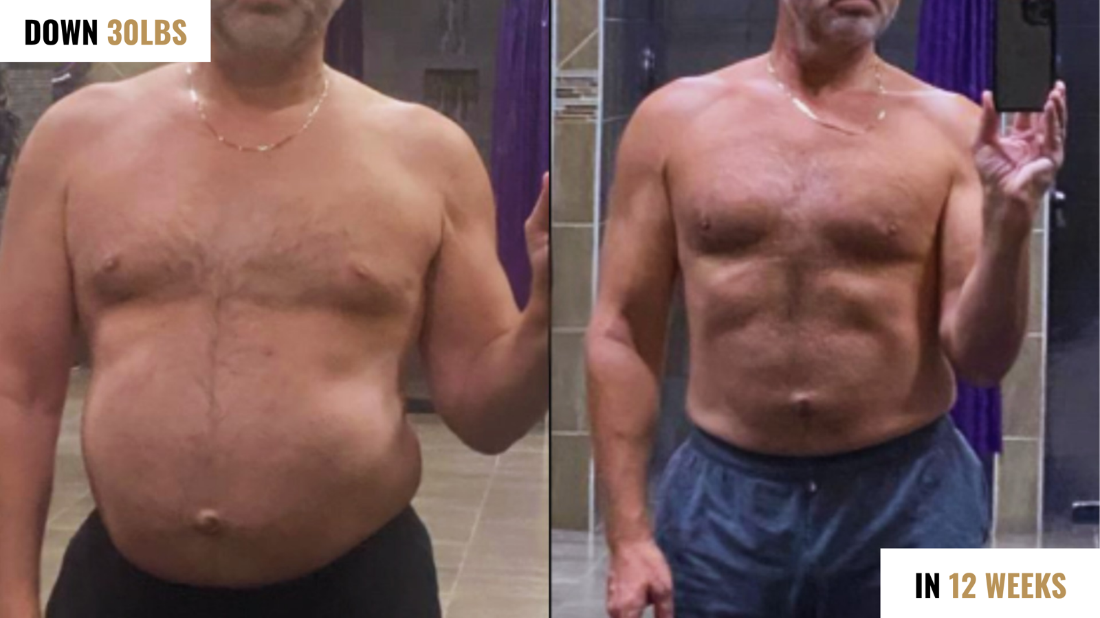 Before and after: down 30 lbs in 12 weeks
