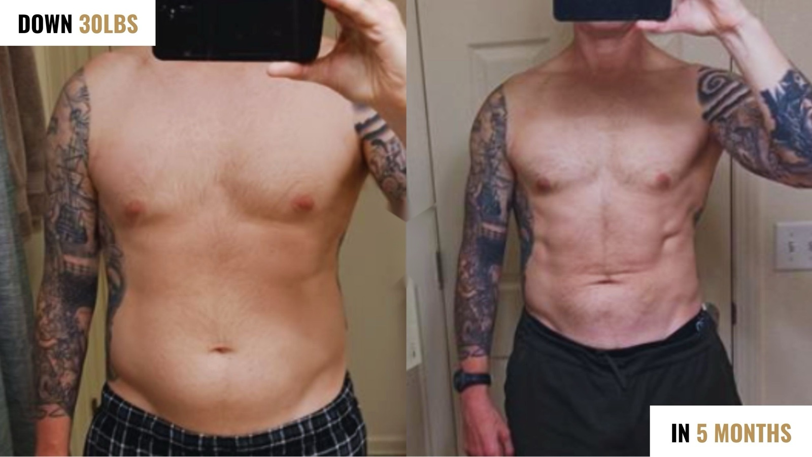 Before and after: down 30 lbs in 5 months