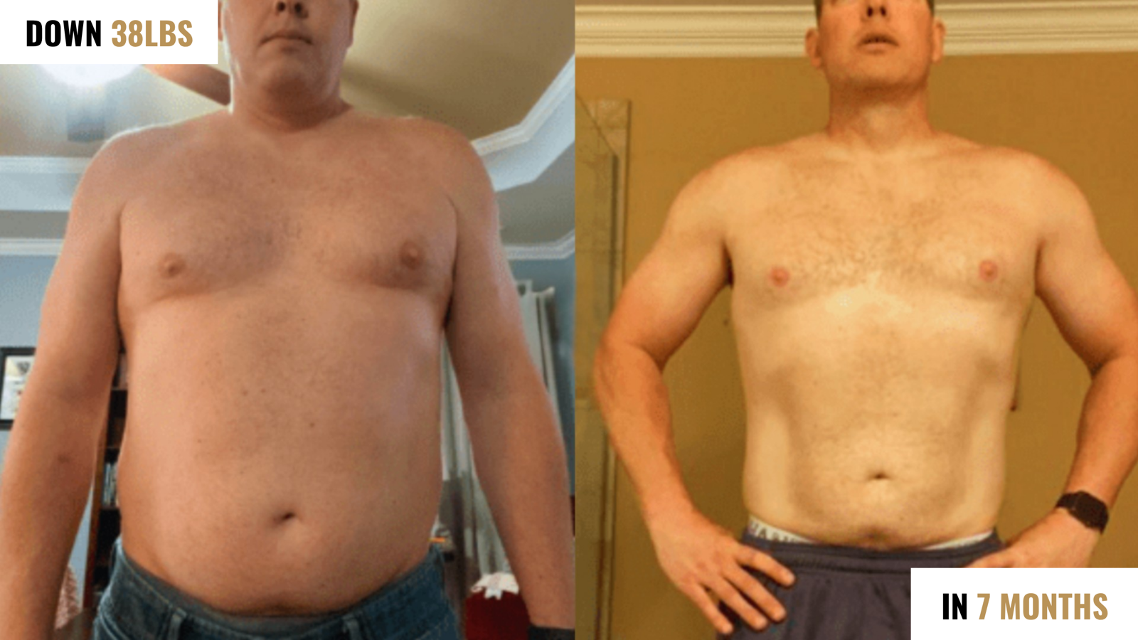 Before and after: down 38 lbs in 7 months