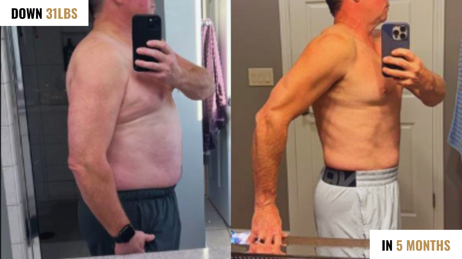 Before and after: down 31 lbs in 12 weeks