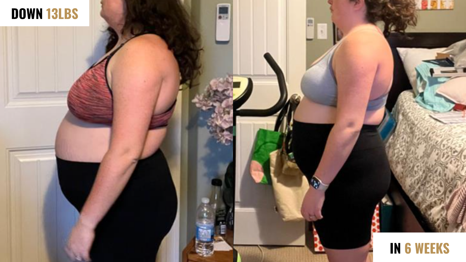 Before and after: down 13 lbs in 6 weeks