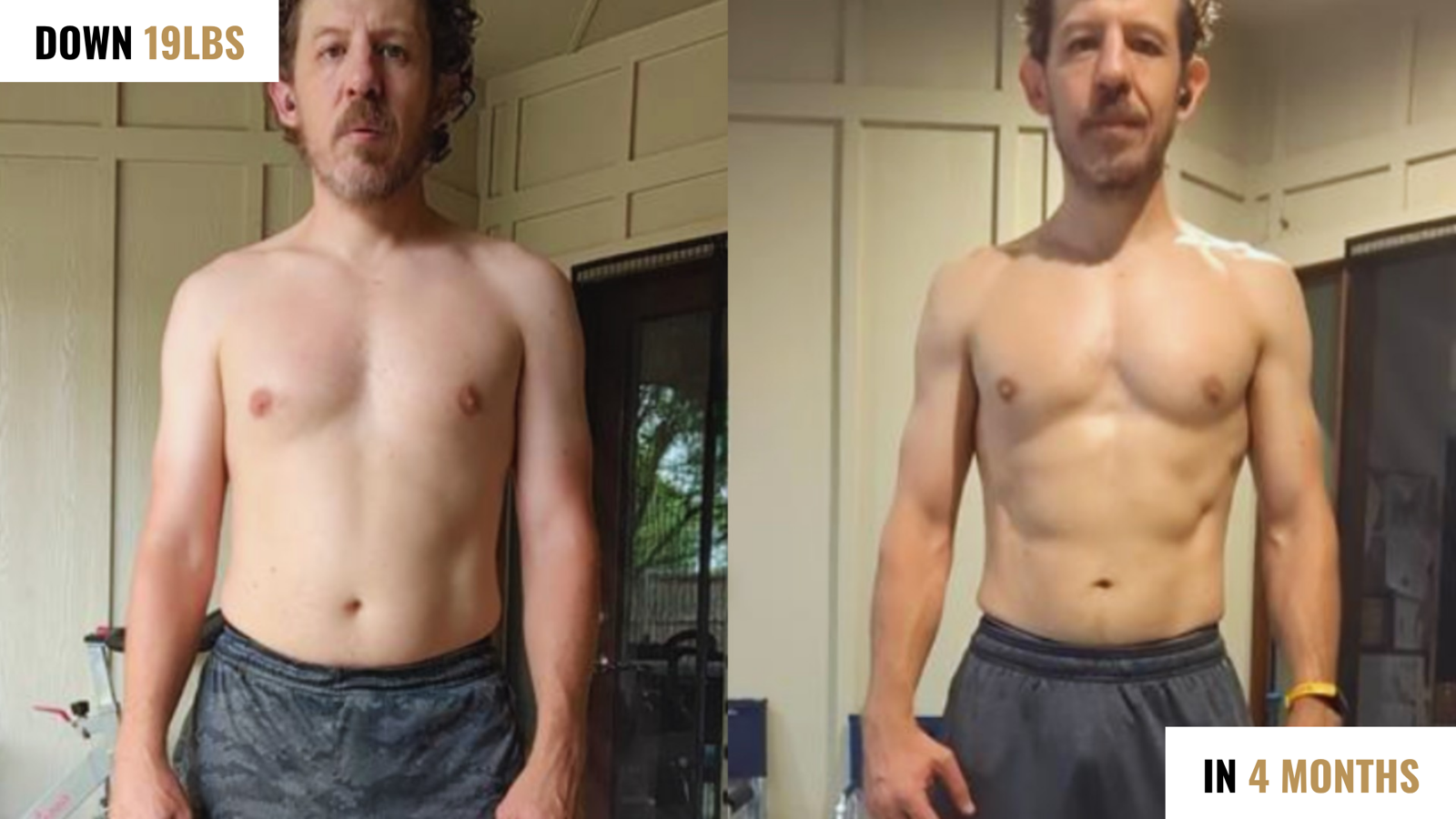 Before and after: down 19 lbs in 4 months