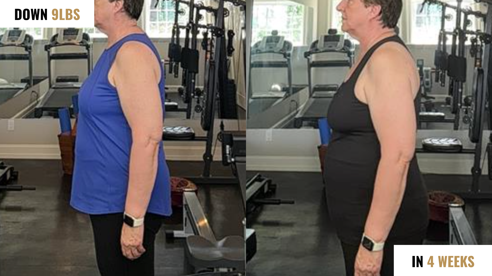 Before and after: down 9 lbs in 4 weeks