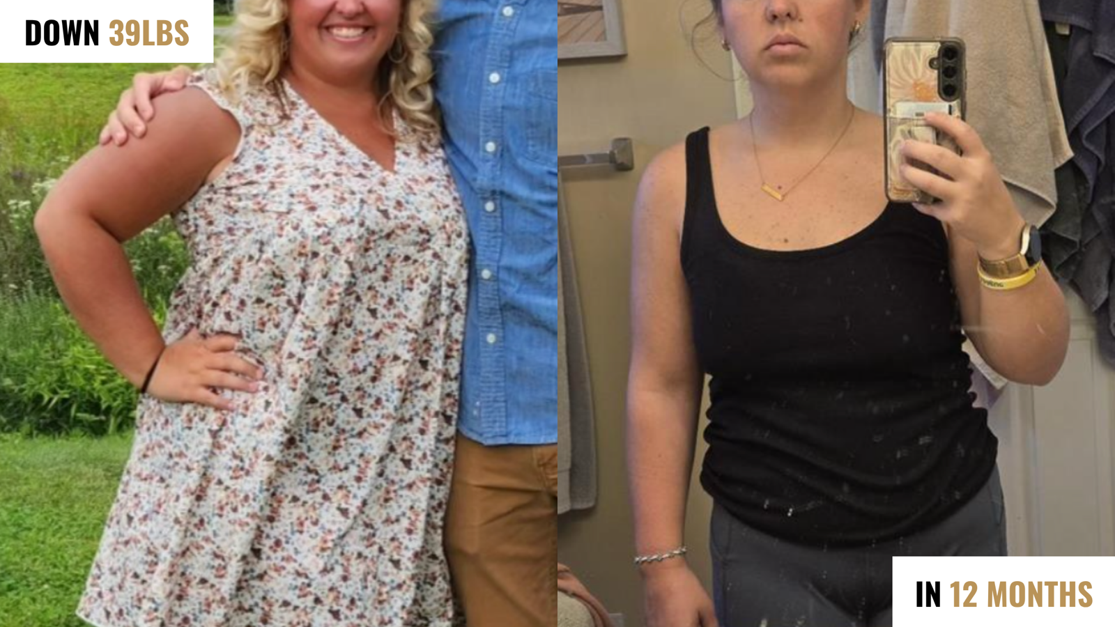 Before and after: down 39 lbs in 12 months