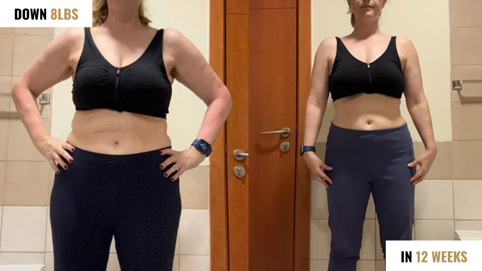 Before and after: down 8 lbs in 12 weeks