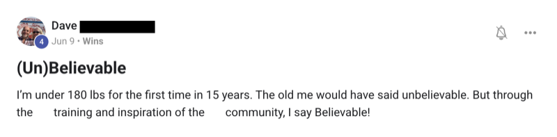 Client win message