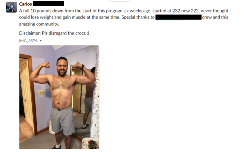 Client flex photo: lost 10 pounds in the first weeks
