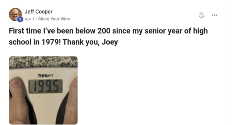 First time under 200 pounds since 1979, with scale photo